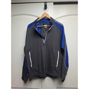 FJ FootJoy Golf Jacket Mens Small Gray Blue Quarter Zip Windbreaker Pullover